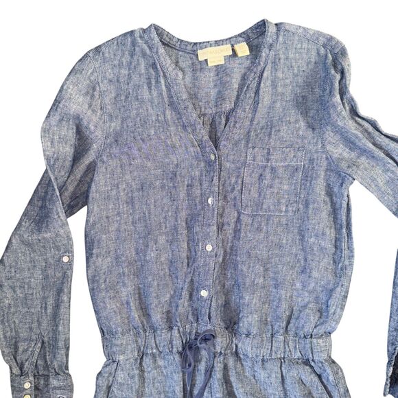 EUC Cynthia Rowley Women's V-Neck Roll Tab Linen Romper Size S - Picture 2 of 6